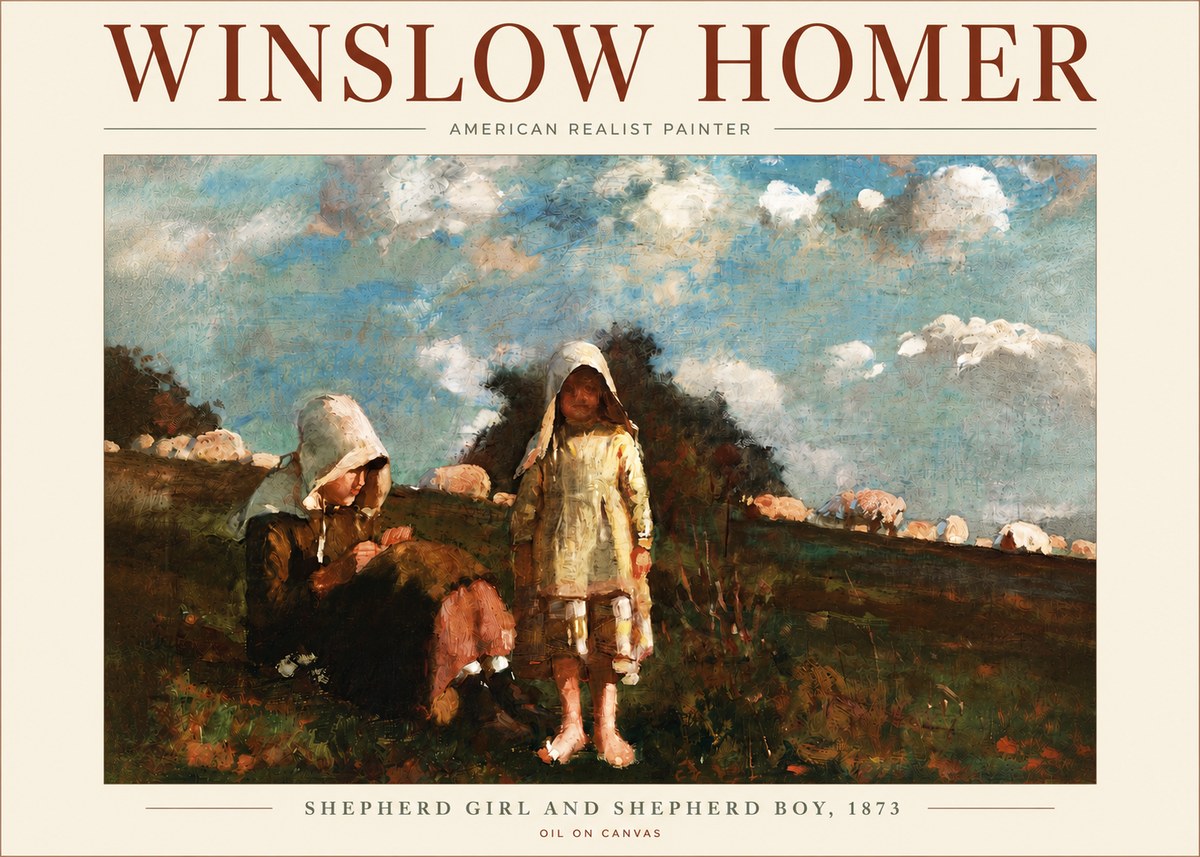 Winslow Homer Shepherd Girl and Shepherd Boy, 1873 No5 - Affiche