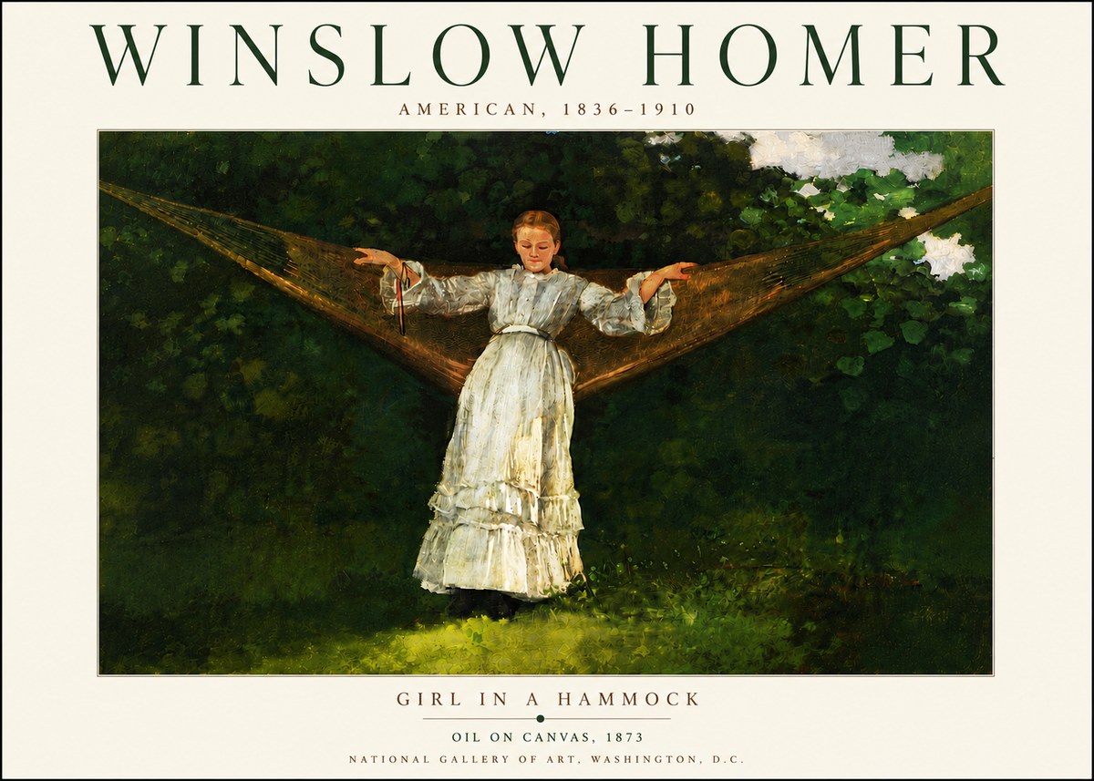 Winslow Homer Girl in a Hammock No6 - Affiche