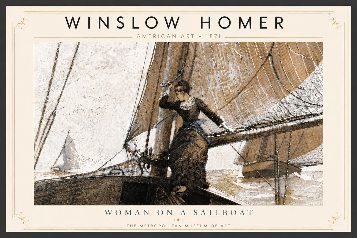 Winslow Homer Woman on a Sailboat No6 - Affiche