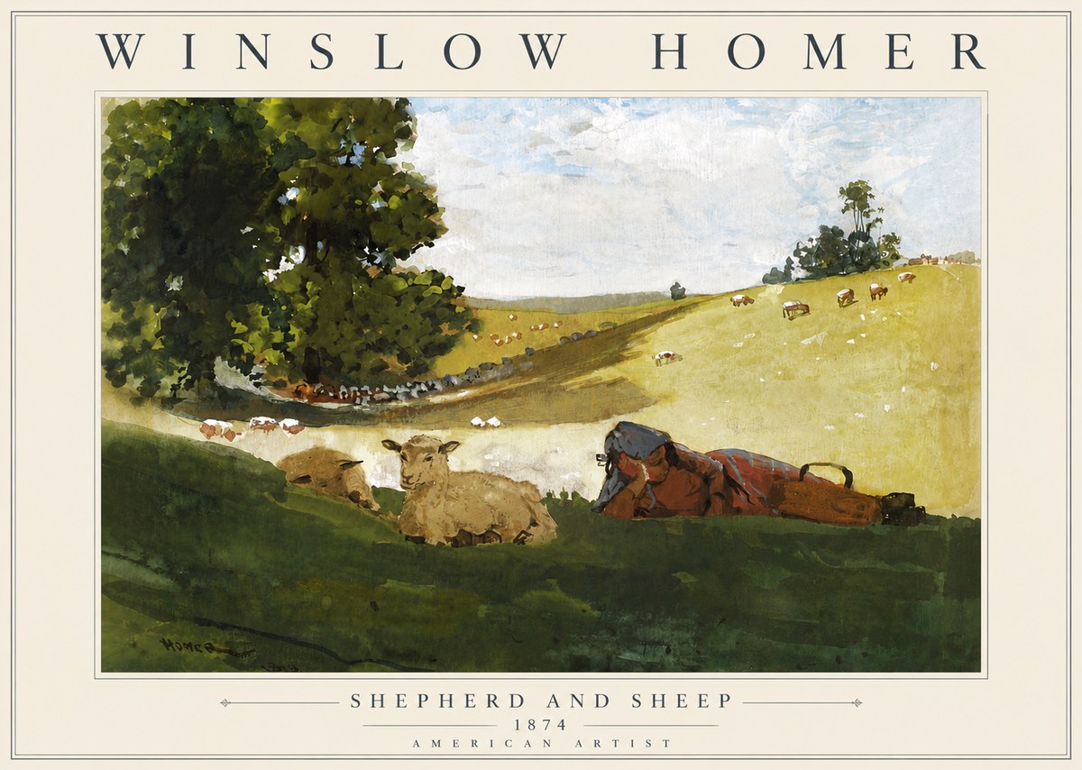 Winslow Homer Shepherd and Sheep No5 - Affiche