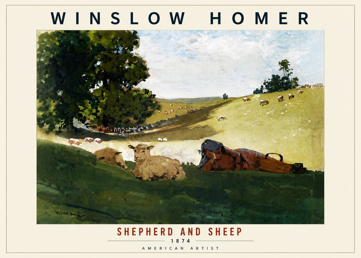 Winslow Homer Shepherd and Sheep No6 - Affiche