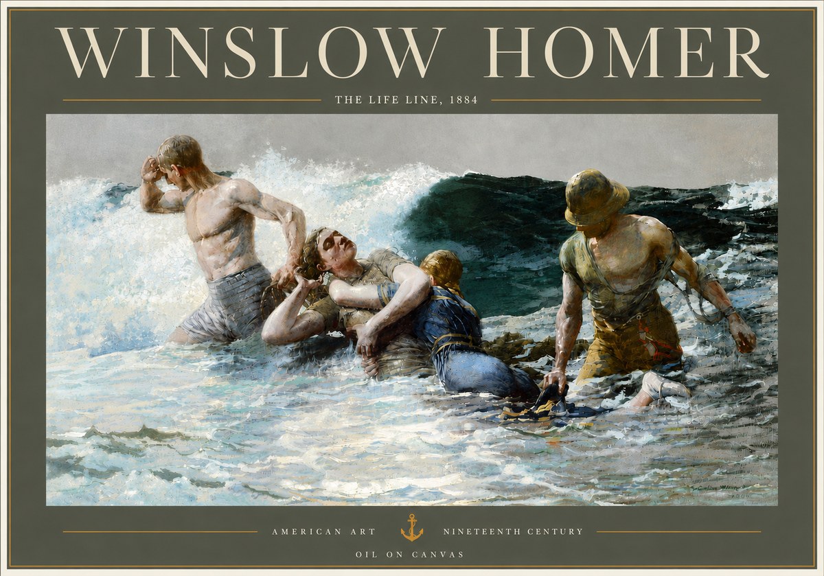 Winslow Homer The Life Line No4 - Affiche
