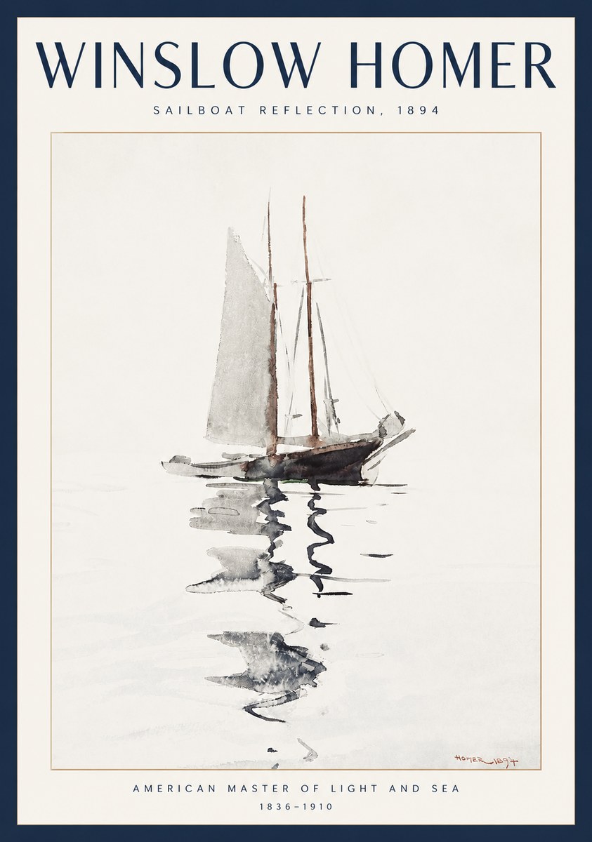 Winslow Homer Sailboat Reflection, 1894 No2 - Affiche