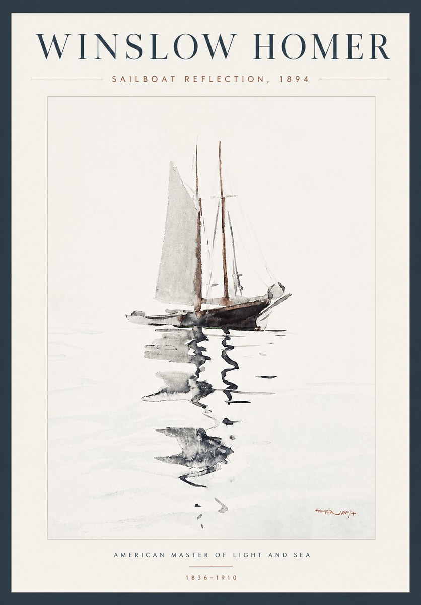Winslow Homer Sailboat Reflection, 1894 No5 - Affiche