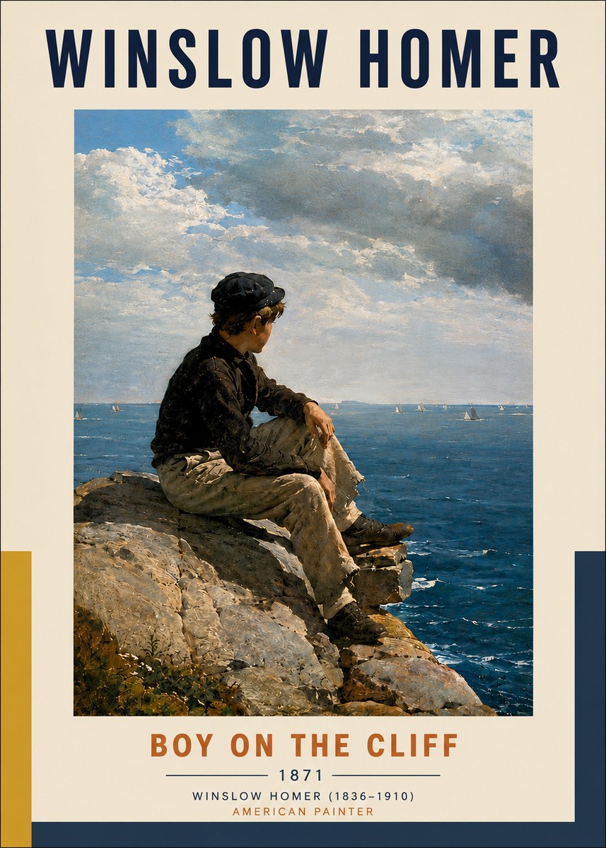 Winslow Homer Boy on the Cliff No4 - Affiche