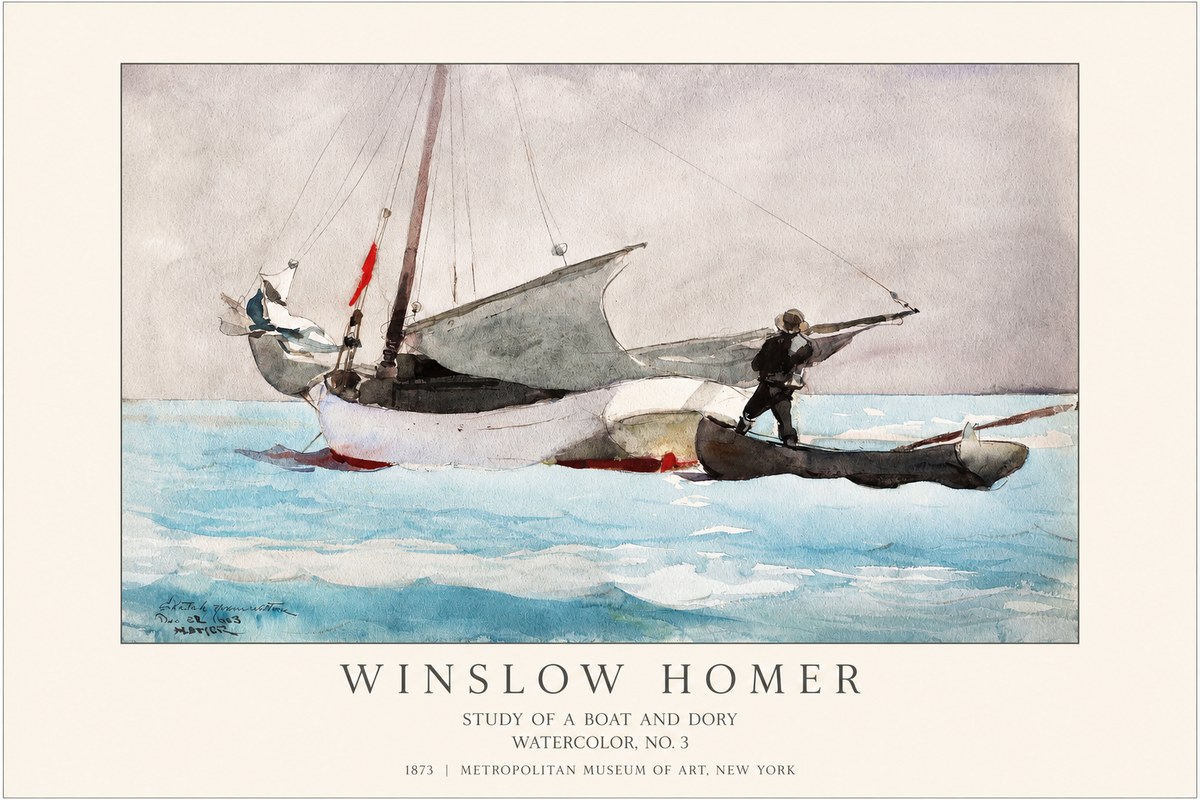 Winslow Homer Study of a Boat and Dory Watercolor, No. 3 No1 - Affiche