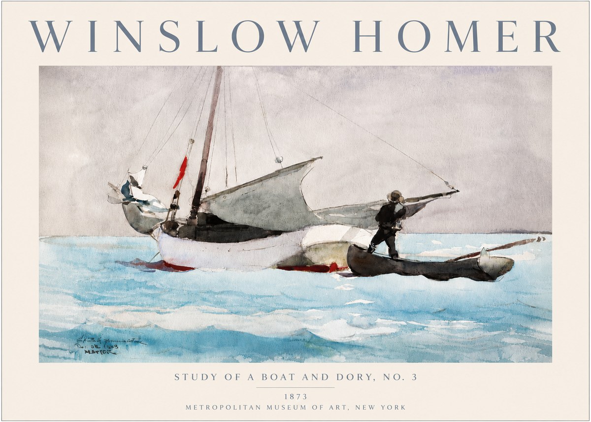 Winslow Homer Study of a Boat and Dory Watercolor, No. 3 No3 - Affiche