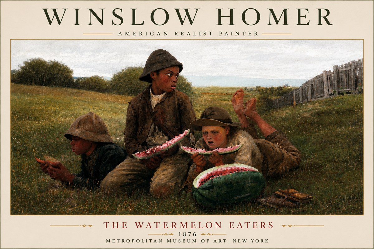 Winslow Homer The Watermelon Eaters No4 - Affiche