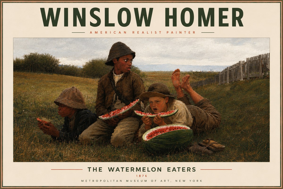 Winslow Homer The Watermelon Eaters No5 - Affiche