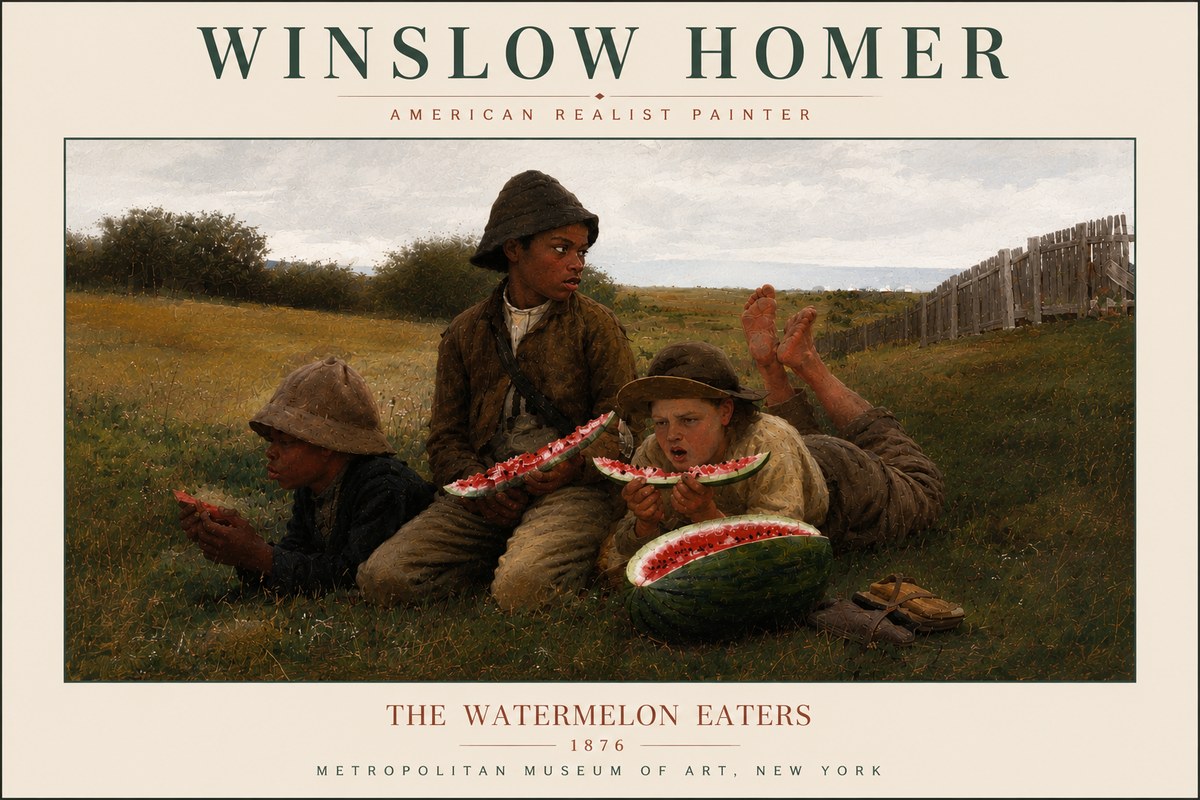 Winslow Homer The Watermelon Eaters No6 - Affiche