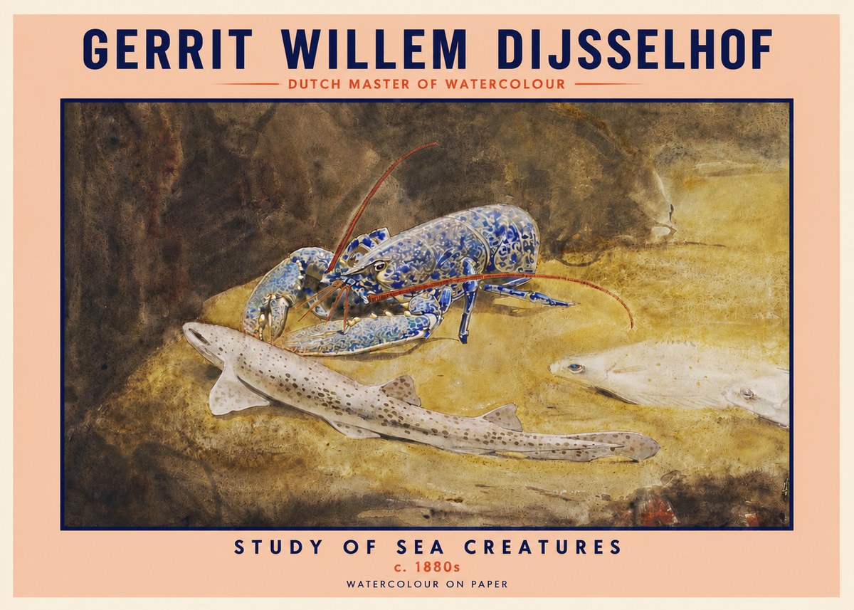 Gerrit Willem Dijsselhof Study of Sea Creatures No2 - Affiche
