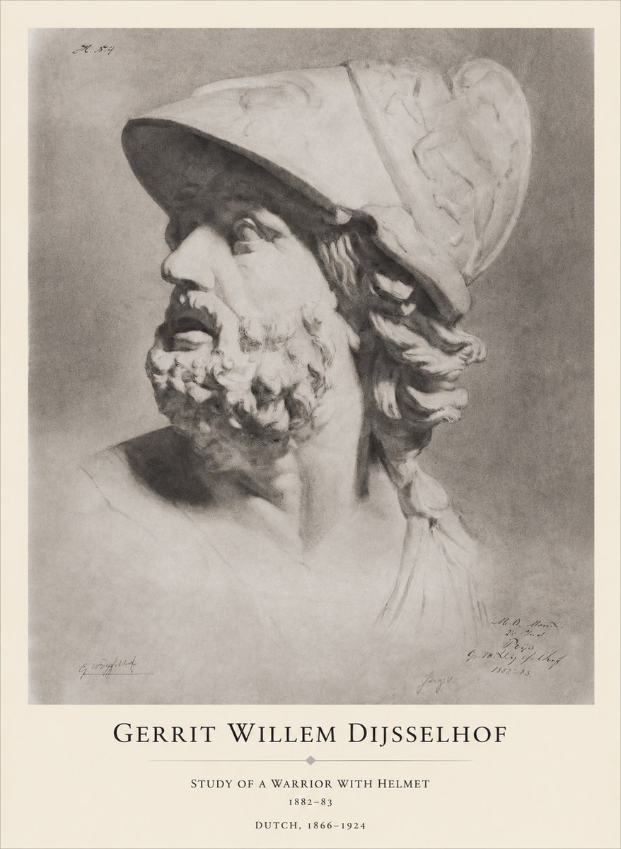 Gerrit Willem Dijsselhof Study of a Warrior with Helmet No1 - Affiche
