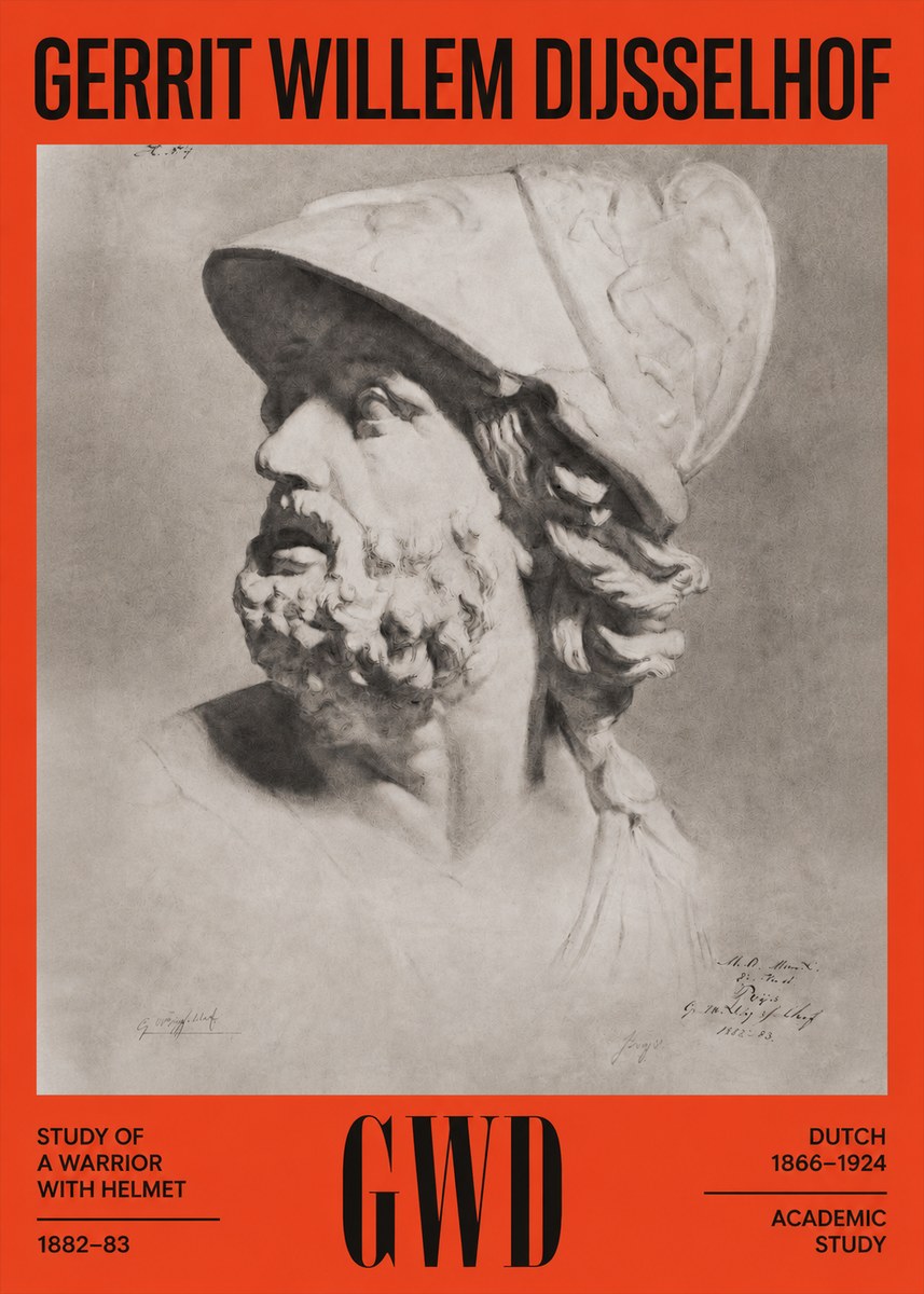 Gerrit Willem Dijsselhof Study of a Warrior with Helmet No2 - Affiche