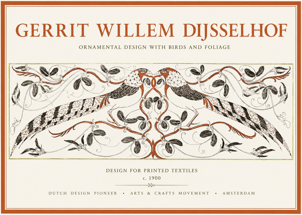 Gerrit Willem Dijsselhof Ornamental Design with Birds and Foliage No1 - Affiche