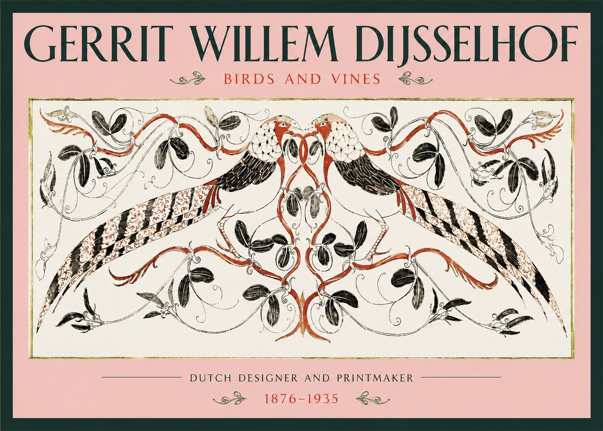 Gerrit Willem Dijsselhof Ornamental Design with Birds and Foliage No3 - Affiche
