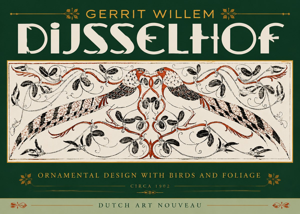 Gerrit Willem Dijsselhof Ornamental Design with Birds and Foliage No6 - Affiche