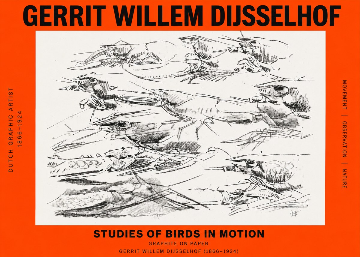 Gerrit Willem Dijsselhof Studies of Birds in Motion No2 - Affiche