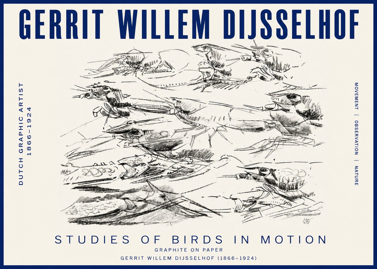 Gerrit Willem Dijsselhof Studies of Birds in Motion No3 - Affiche