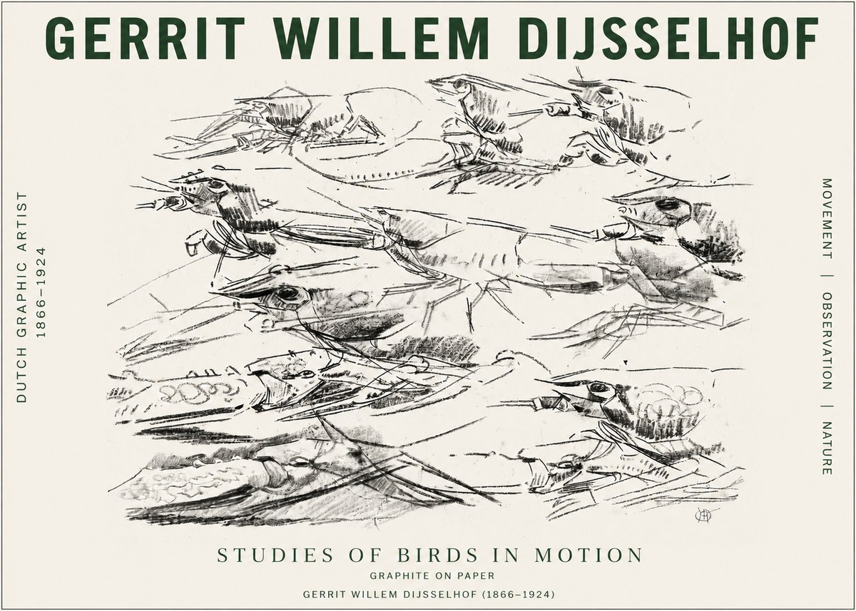 Gerrit Willem Dijsselhof Studies of Birds in Motion No4 - Affiche