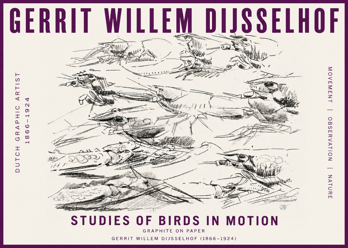 Gerrit Willem Dijsselhof Studies of Birds in Motion No5 - Affiche