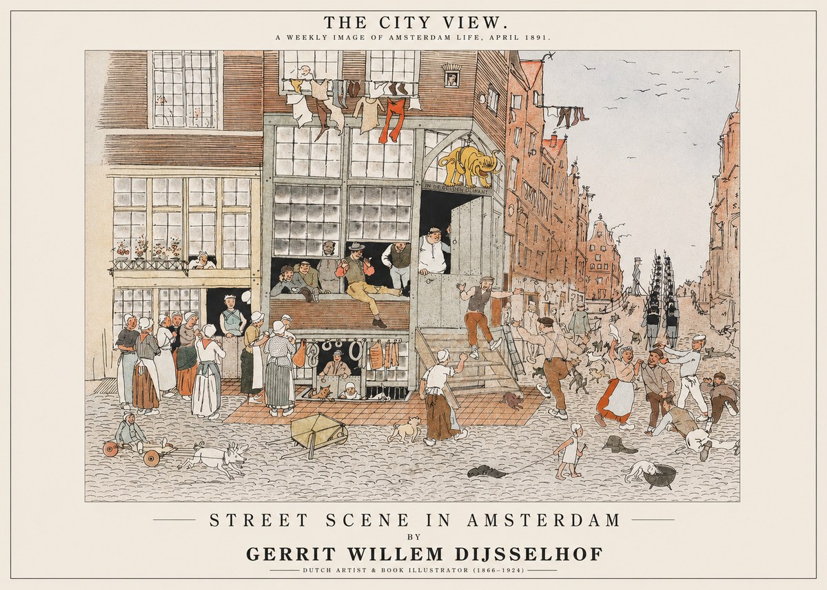 Gerrit Willem Dijsselhof Street Scene in Amsterdam No1 - Affiche