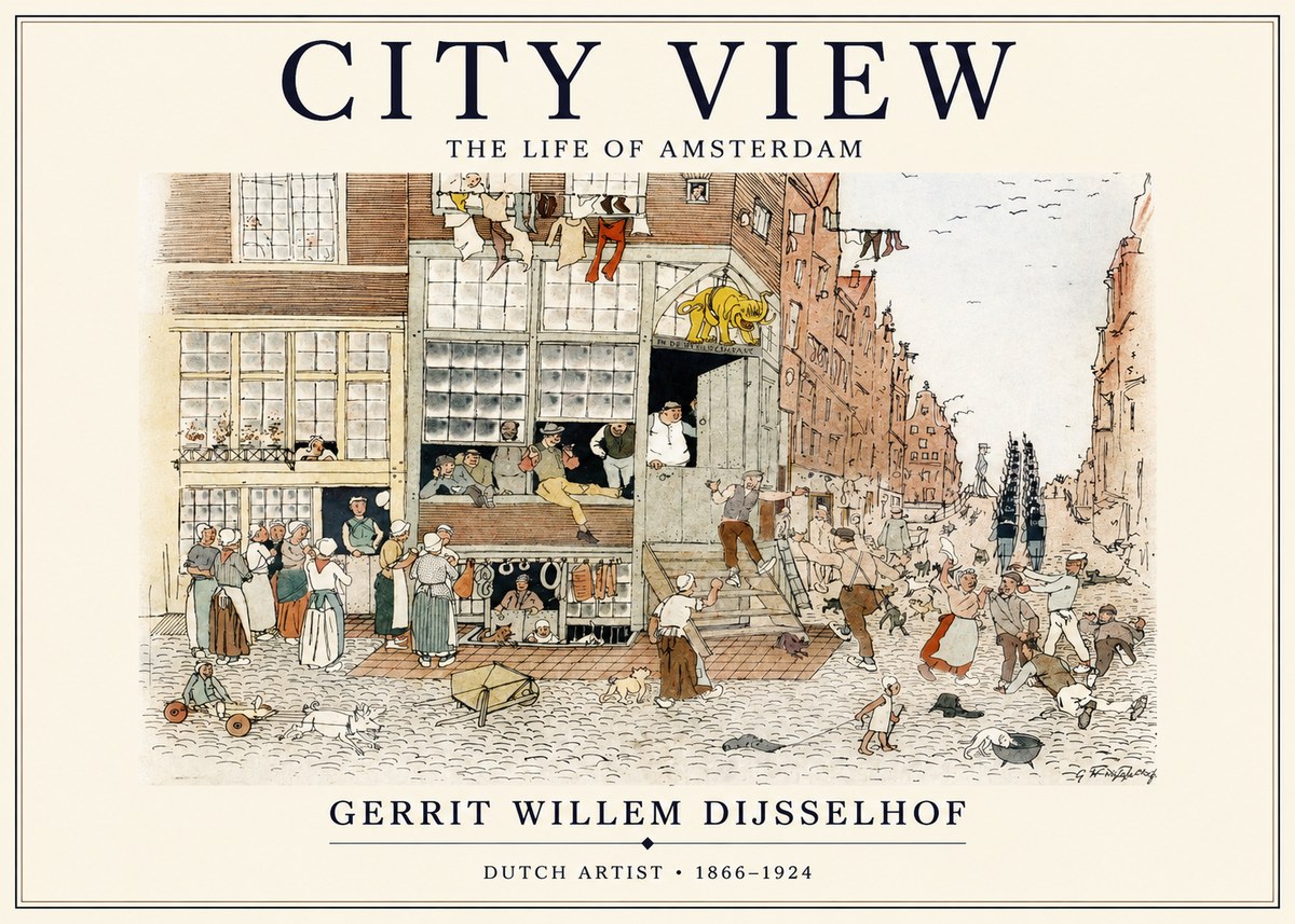 Gerrit Willem Dijsselhof Street Scene in Amsterdam No2 - Affiche