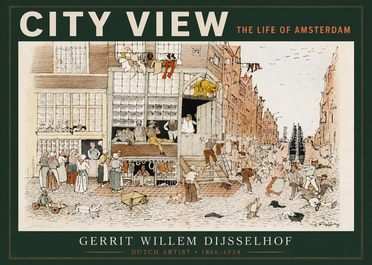 Gerrit Willem Dijsselhof Street Scene in Amsterdam No4 - Affiche