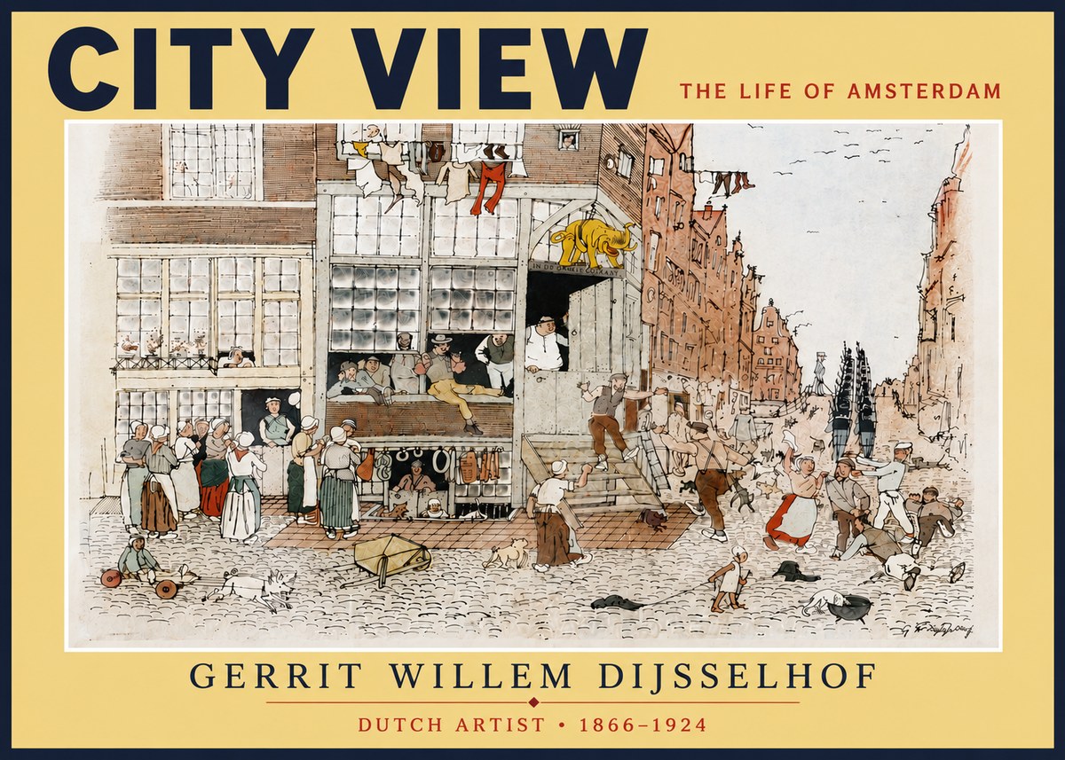 Gerrit Willem Dijsselhof Street Scene in Amsterdam No6 - Affiche