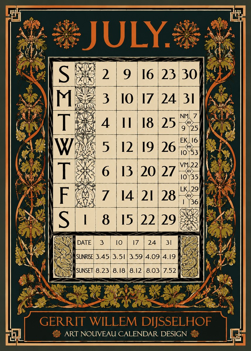 Gerrit Willem Dijsselhof July. No5 - Affiche
