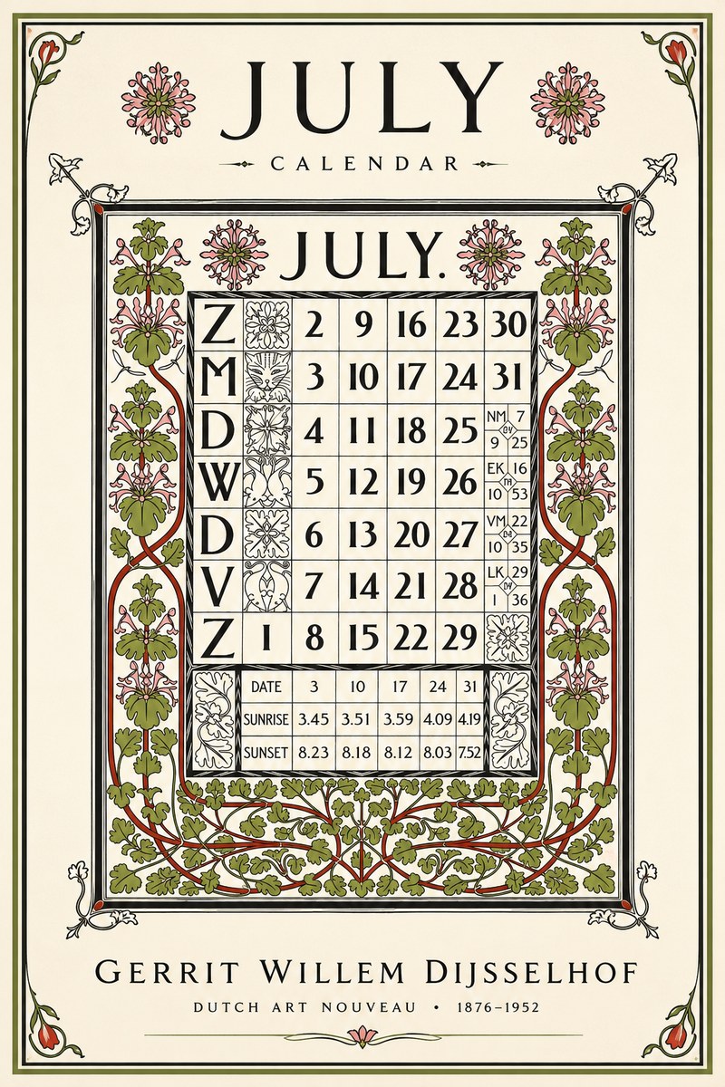 Gerrit Willem Dijsselhof July. No6 - Affiche