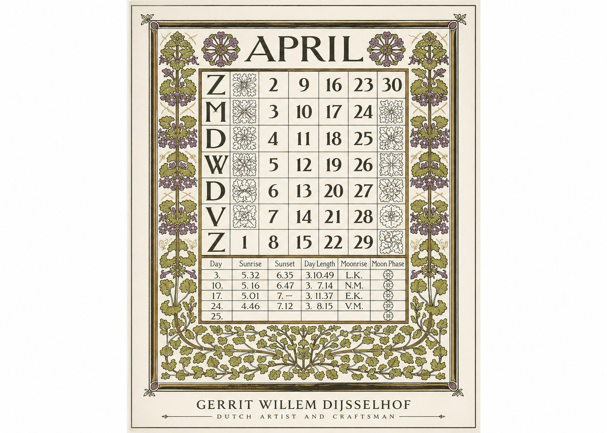 Gerrit Willem Dijsselhof April No1 - Affiche