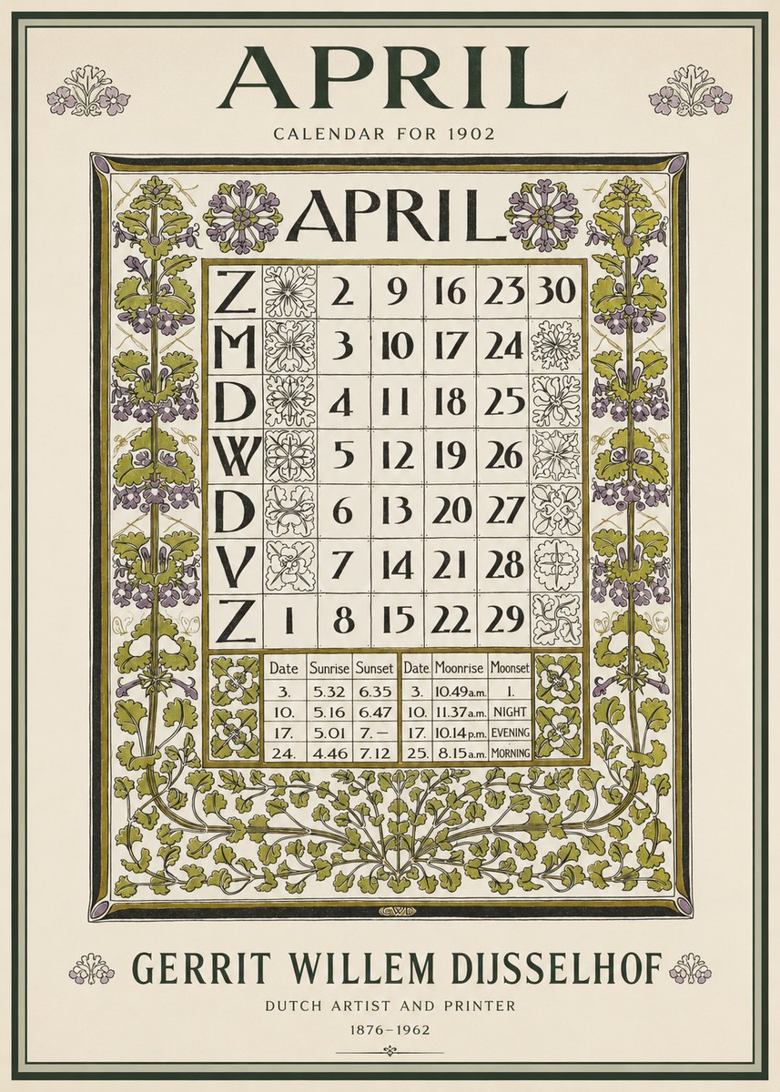 Gerrit Willem Dijsselhof April No3 - Affiche