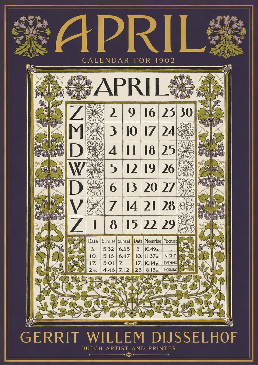 Gerrit Willem Dijsselhof April No4 - Affiche
