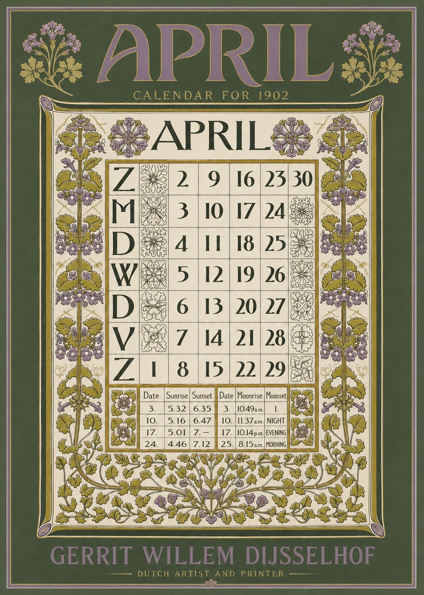 Gerrit Willem Dijsselhof April No5 - Affiche