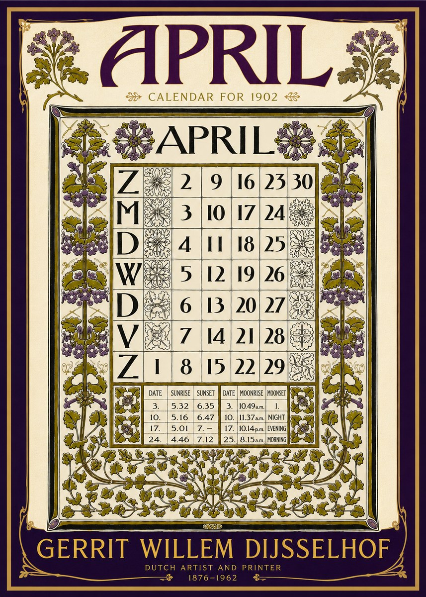 Gerrit Willem Dijsselhof April No6 - Affiche