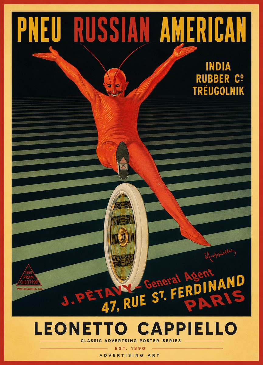 Leonetto Cappiello Pneu Russian American No5 - Affiche