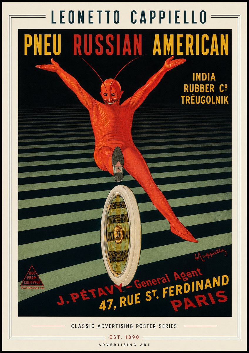 Leonetto Cappiello Pneu Russian American No6 - Affiche