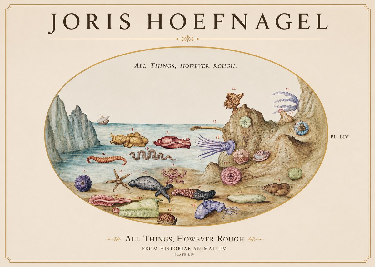 Joris Hoefnagel Totvs Echinvs Asper. Plate Liv No2 - Affiche