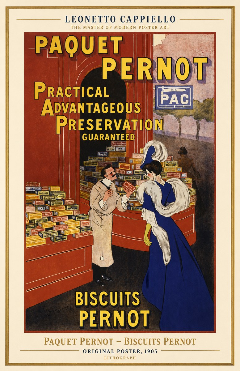 Leonetto Cappiello Paquet Pernot – Biscuits Pernot No1 - Affiche