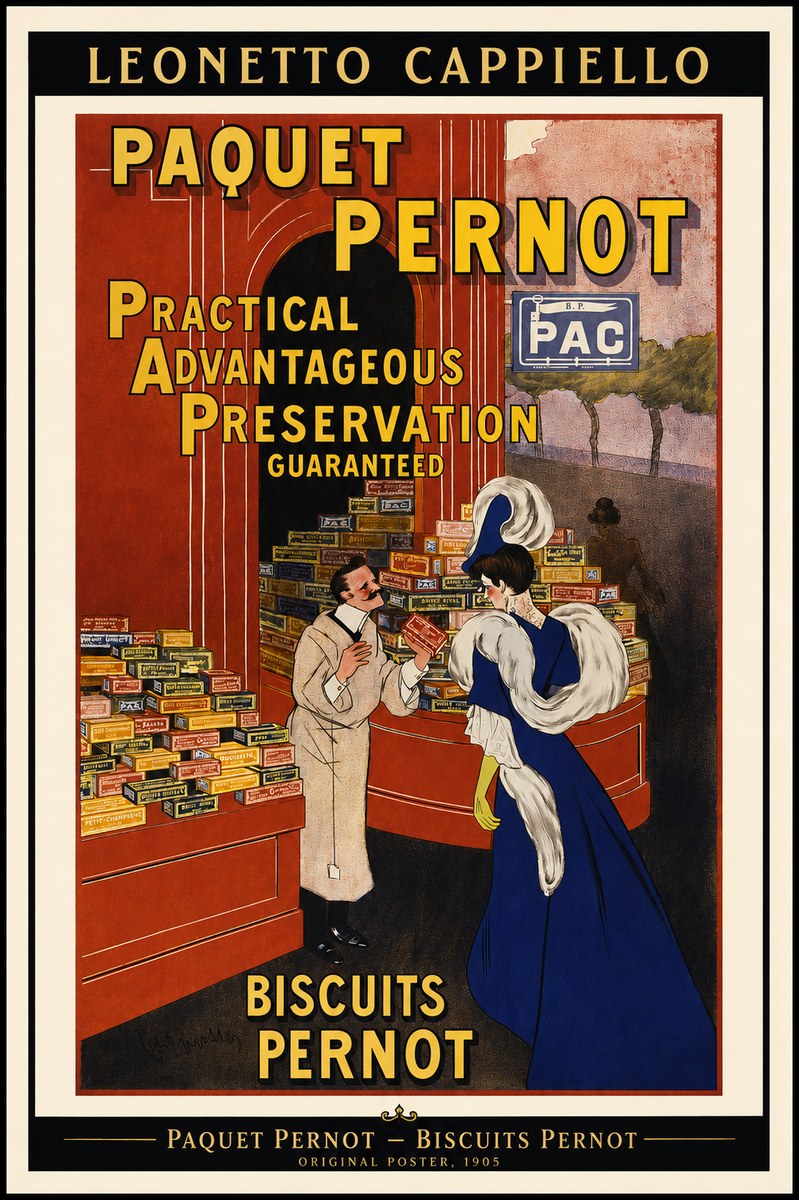Leonetto Cappiello Paquet Pernot – Biscuits Pernot No2 - Affiche