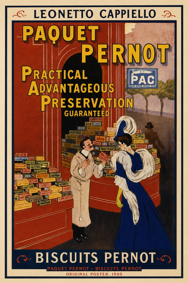 Leonetto Cappiello Paquet Pernot – Biscuits Pernot No3 - Affiche
