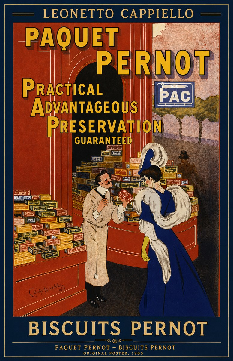 Leonetto Cappiello Paquet Pernot – Biscuits Pernot No4 - Affiche