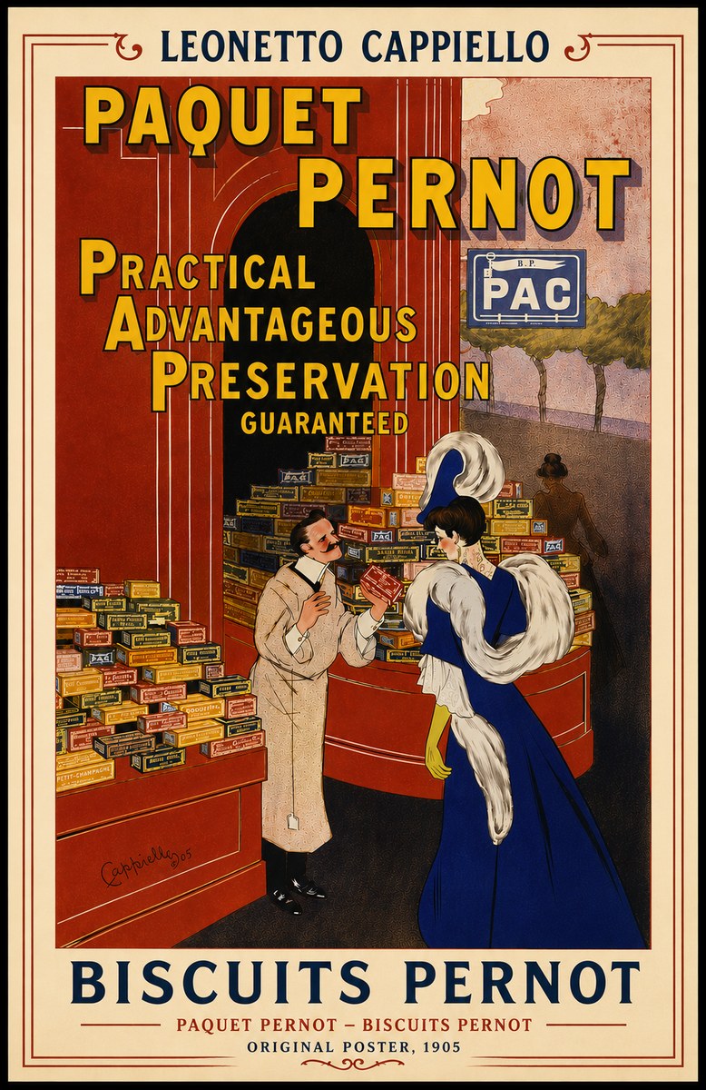 Leonetto Cappiello Paquet Pernot – Biscuits Pernot No5 - Affiche