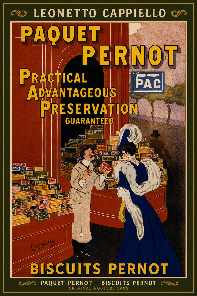 Leonetto Cappiello Paquet Pernot – Biscuits Pernot No6 - Affiche