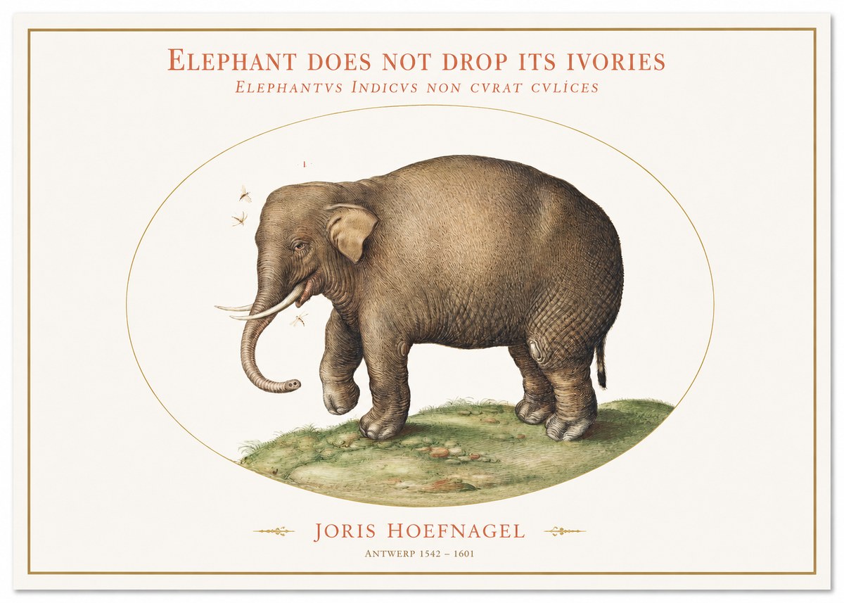 Joris Hoefnagel Elephant Does Not Drop Its Ivories No1 - Affiche
