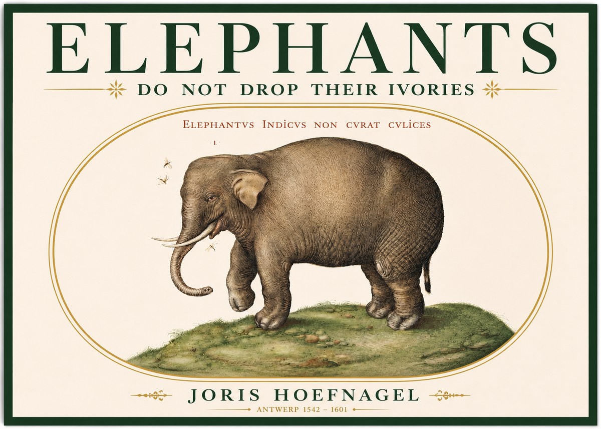 Joris Hoefnagel Elephant Does Not Drop Its Ivories No3 - Affiche