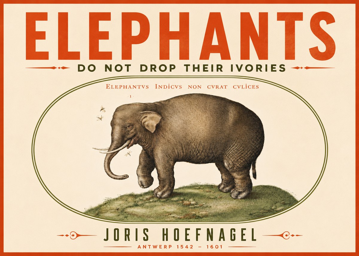 Joris Hoefnagel Elephant Does Not Drop Its Ivories No5 - Affiche