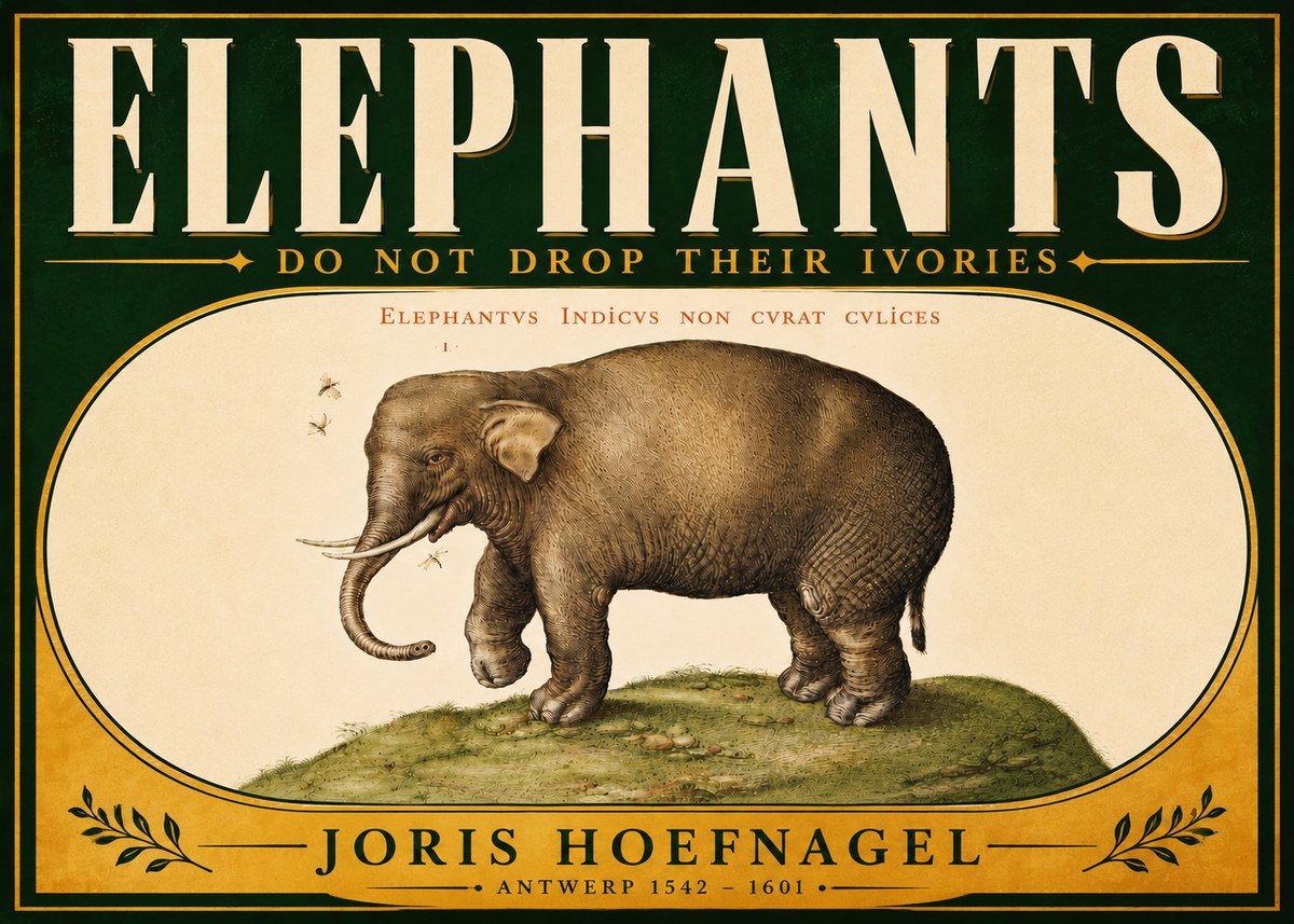 Joris Hoefnagel Elephant Does Not Drop Its Ivories No6 - Affiche
