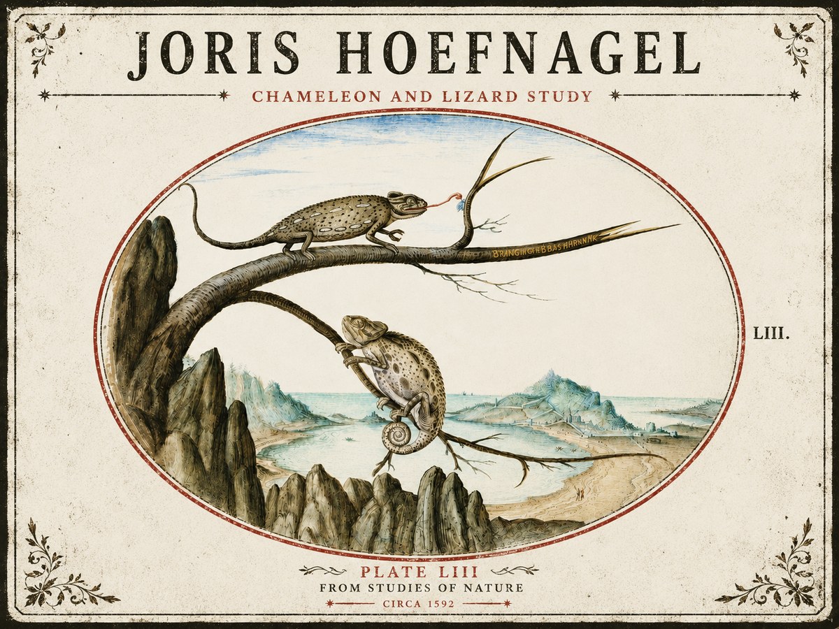 Joris Hoefnagel Chameleon and Lizard No5 - Affiche
