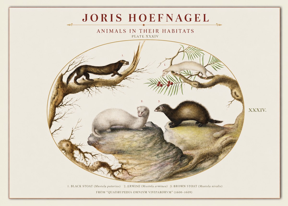 Joris Hoefnagel Animals in Their Habitats Plate Xxxiv No1 - Affiche